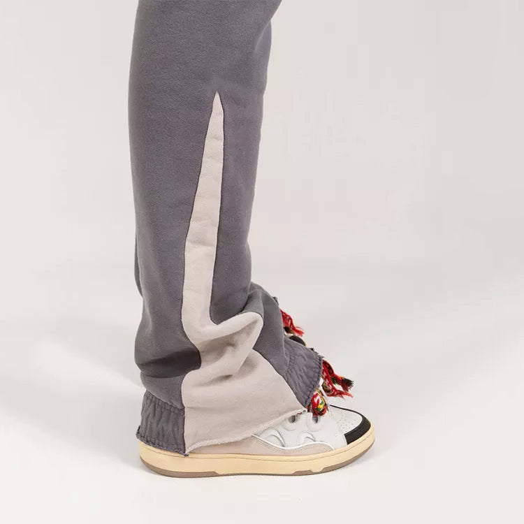 Men's Custom high quality Casual Flared Jogger Track Pants Patchwork Elastic Waistband Mens Stacked Flare Sweatpants For Men