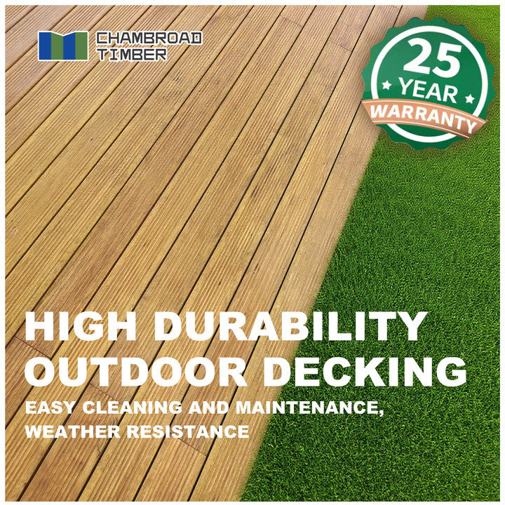 Eco-Friendly Outdoor Wood Flooring, Moisture-Proof Deck Panels, Slip-Resistant Timber Decking Boards for Garden Balcony Patio