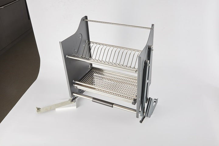 Modern Design Kitchen Cabinet Accessories Pull Down Basket 201 Stainless Steel Elevator Dish Rack