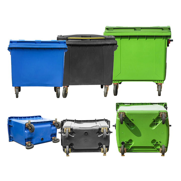 Outdoors 660L 1100L Large Plastic Industrial Dustbin Trash Garbage Waste Bins With Four Wheels