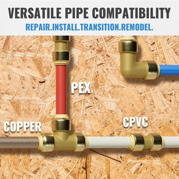 SharkBite Compatible Fittings PEX Copper Pipe Quick Push Fitting