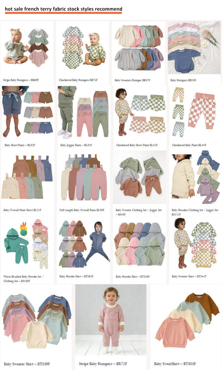 10 Colors in Stock French Terry Pullover Winter Sleeve Solid Color Jogger Set Baby Suit Baby Clothing Set