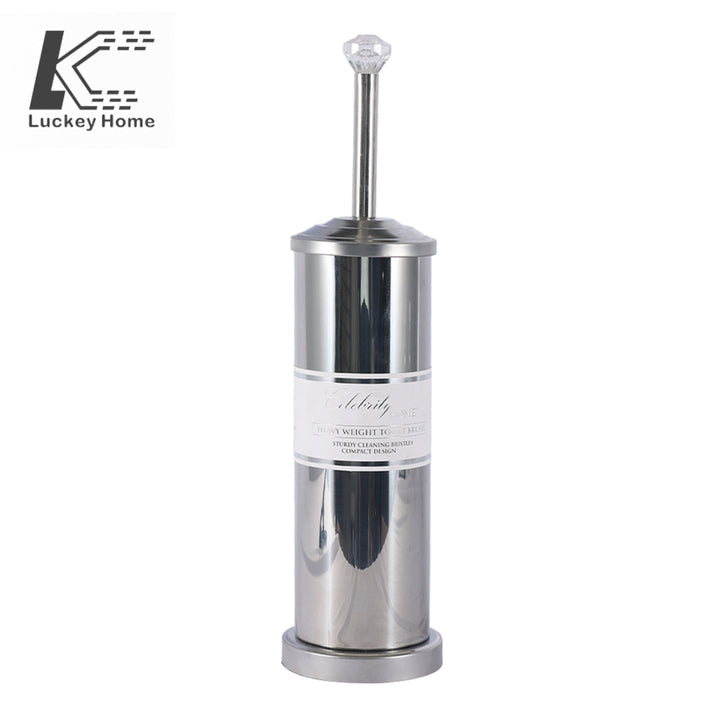 Heavy-Duty Stiff Bristle Toilet Brush - Stainless Steel Handle with Metal Cover for Bathroom