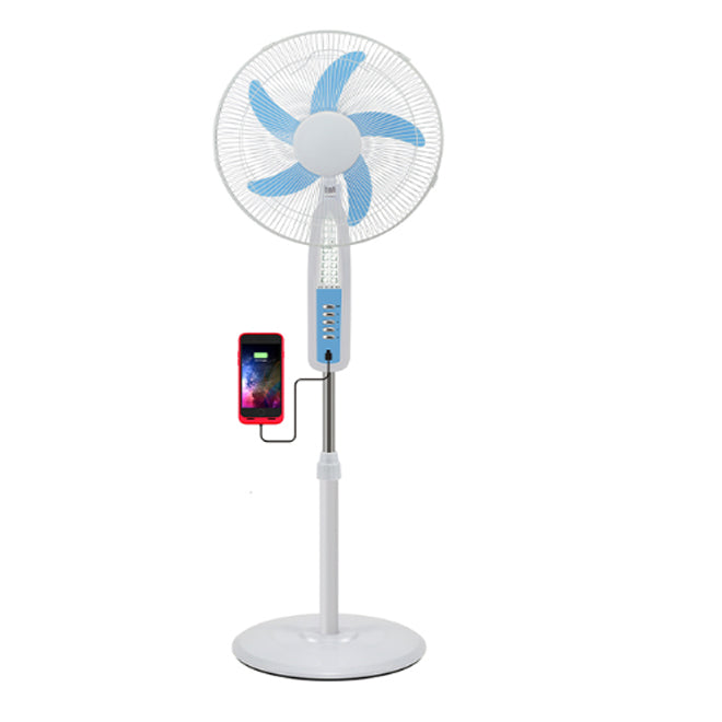 Hotsale LED Lights USB Charger Charge Phone Powered Rechargeable Black Solar Power Pedestal Fan with Panel and Battery for Home