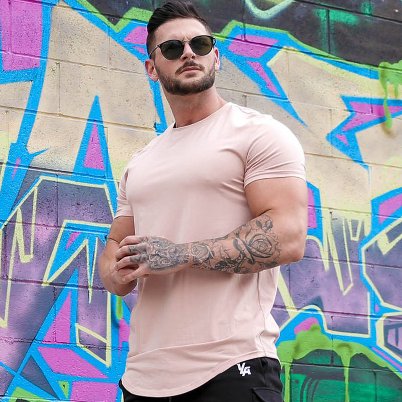 Men's Tshirt Men Tee Tops Wholesale Custom Short Sleeve Breathable Sport Running Fitness Muscle Bodybuilding Mens Gym T Shirt