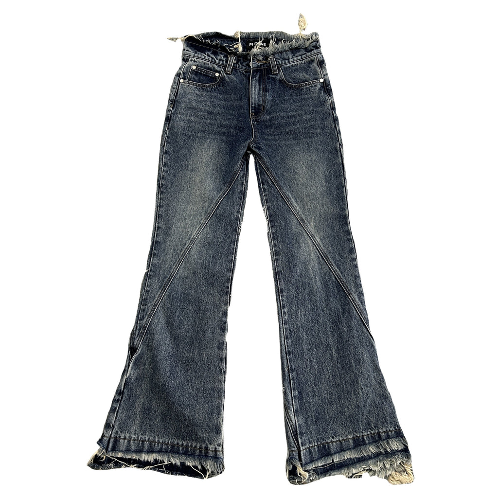 DENIMGUYS fashion denim streetwear jeans custom waist ripped distressed men flared jeans pants