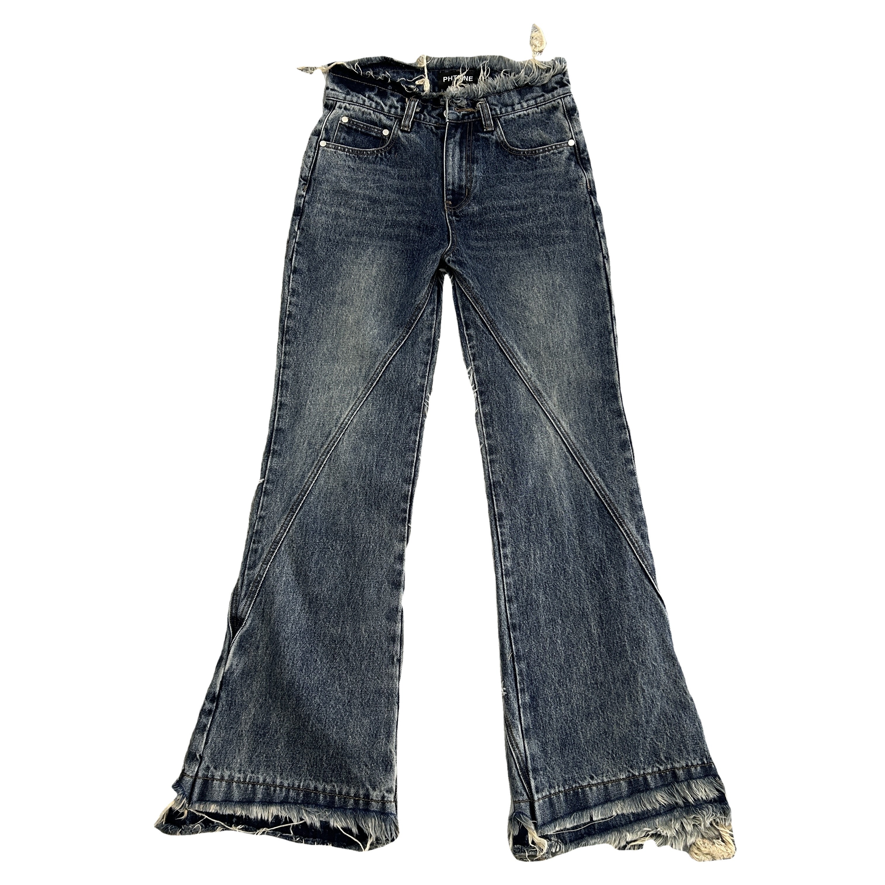 DENIMGUYS fashion denim streetwear jeans custom waist ripped distressed men flared jeans pants