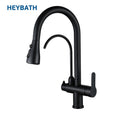 Factory Wholesale Black Pull Down Long Hose Dual Handle Splash Guard Kitchen Faucet