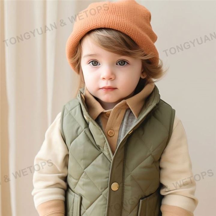 Fall Winter Boutiques Baby Girls Boys Sleeveless Kids Autumn Cashmere Vest With Thickened Down Cotton Jacket