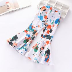 Elastic tie dye Kids Bell Bottom Pants Ripped Jeans 100% Cotton pattern holes style kids jeans pants for girl