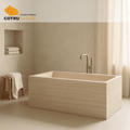 Cotrustone Customized Modern square Shape Stone Bathtub Travertine Bathtub Natural Stone Tub