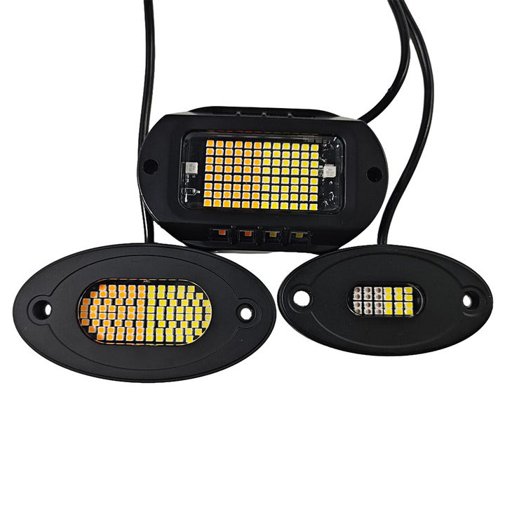Kingshowstar Wholesale Price Rock Light Pod 12V IP68 Waterproof Switchback Rock Lights RGBW Pure White Rock Light