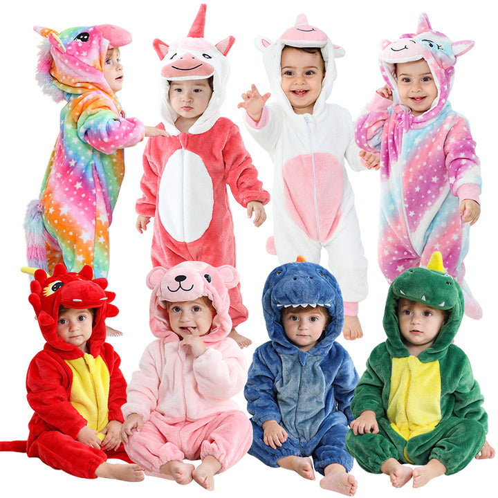 MICHLEY Hotsale Kids Rompers Girls Animal Baby Jumpsuits Zipper Clothes Winter Boy Costume Newborn Baby Romper Clothes