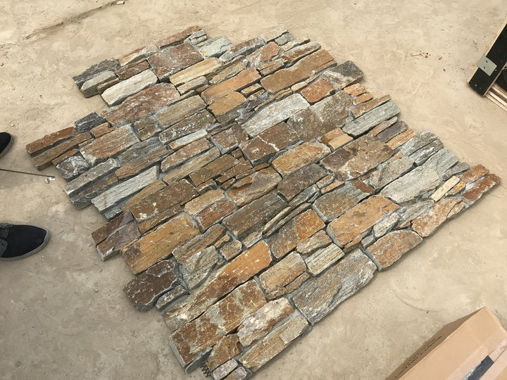 Outdoor Exterior Rusty Slate Natural Stacked Stone Veneer Wall Cladding