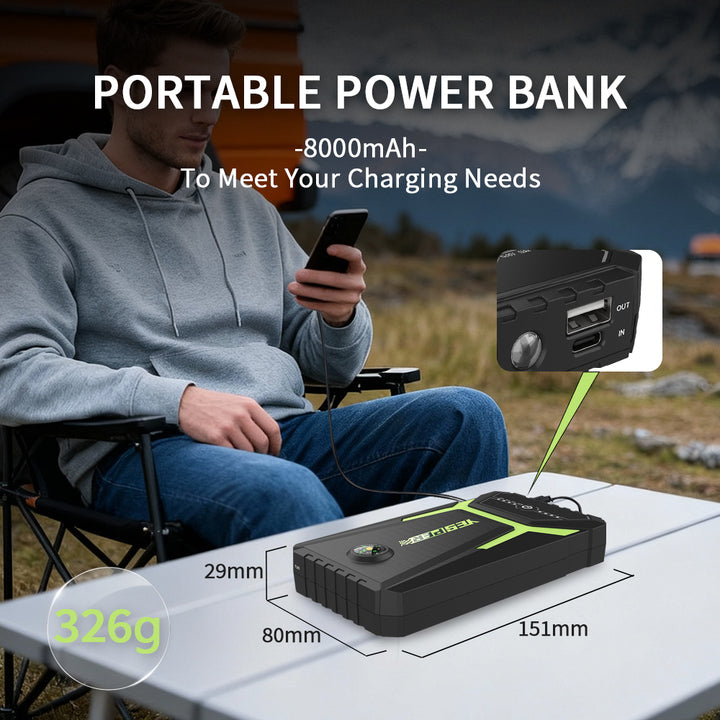 YESPER Armor Mini 3 Portable Jump Starter 1200A Peak Current Professional Compass Multifunction Starter Jump