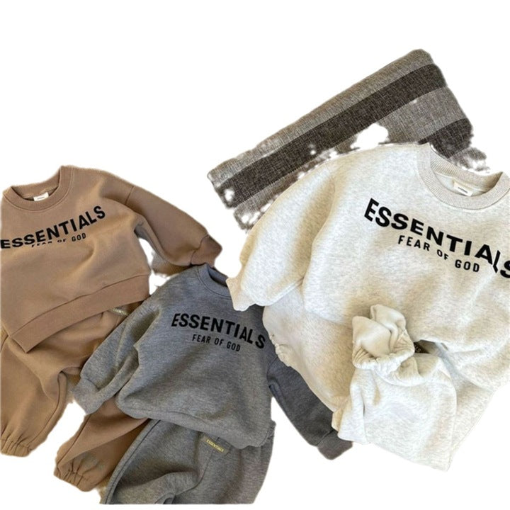Wholesale Autumn and Winter Neck Casual Boys and Girls Letter Printing Sweater Fashion 2 Piece Set of Children's Sports Hoodies