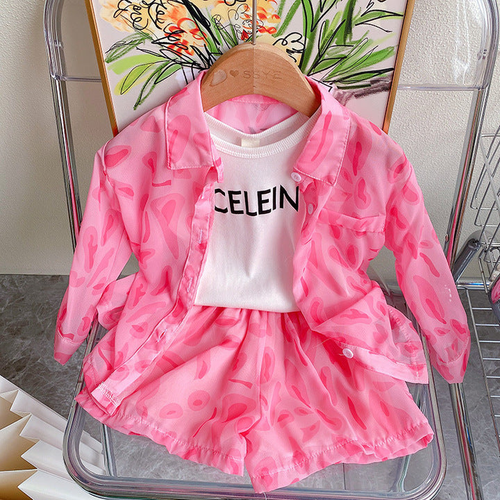 New Fashion Casual Kids Clothing Suit Sun Protection Jacket + Shorts Two-Piece Set for Children Thin Style