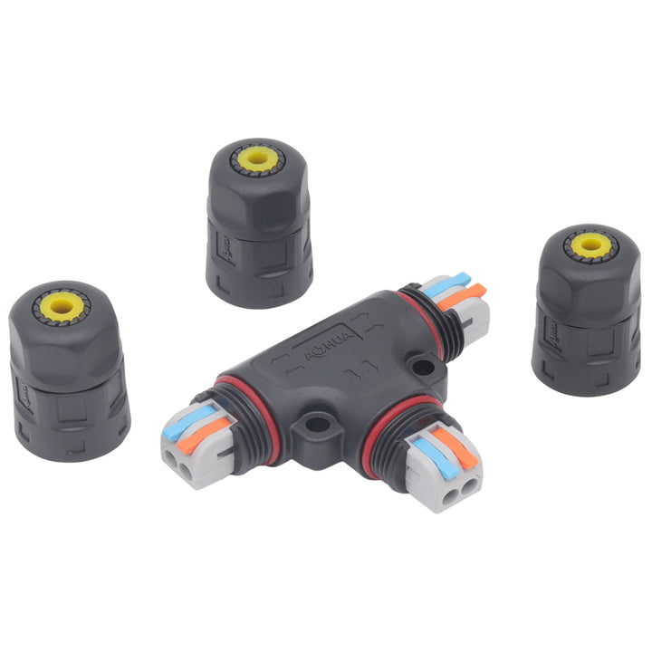 Quick Locking 2Ways Electric Wire Connector M20 Assembly Tee 25A AC Connector IP67 Led Light Waterproof Cable Connector