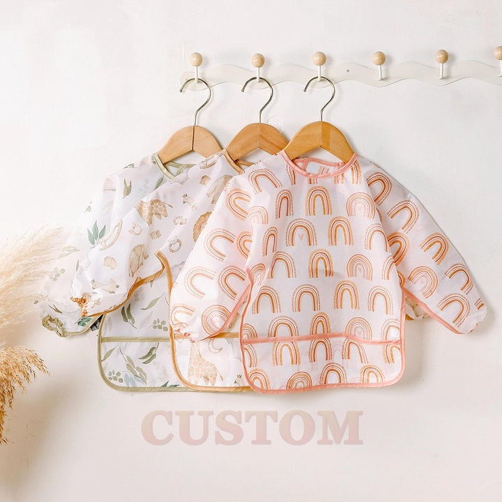 OEM/ODM New Arrival Baby Bibs Long Sleeves Reusable Polyester Baby Bibs Custom Label Waterproof Baby Apron for Eat