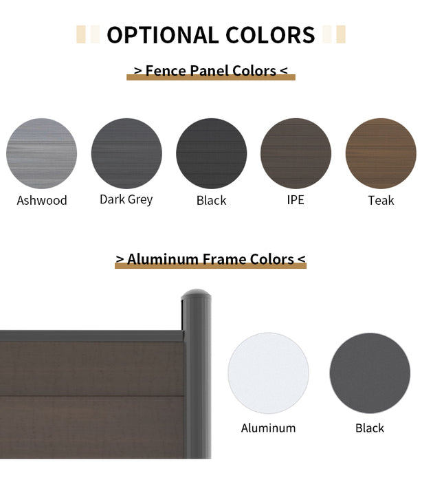Mexytech Composite Fence Panel Fencing Wpc Garden Wood UV Protected Outdoor Metal Aluminum Contemporary Elegant Hotels REACH