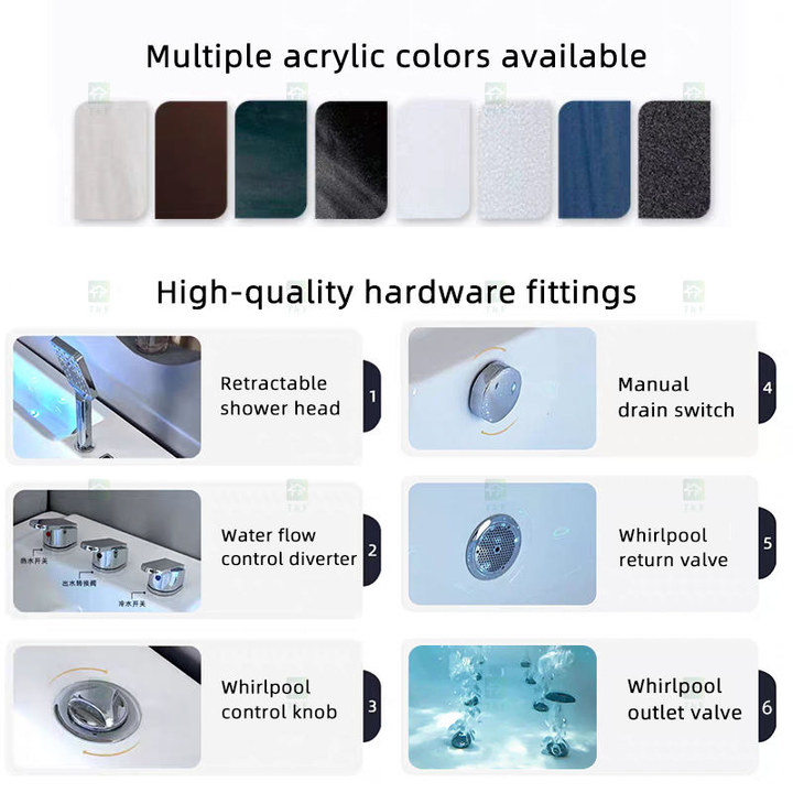 White 2 Person 1900mm Jaccuzie Double Seat Acrylic Whirlpool Free Standing Surf Spa Massage Bathtub for Adult