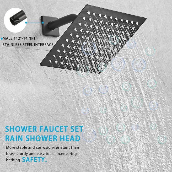 Wall Mounted Shower System, 8" High Pressure Rainfall & Handheld Shower Head Complete Faucet Set With Valve & Trim Kit Wholesale