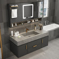 Modern 24 Inch Bathroom Furniture Bathroom Slim Light Mirror 65 Cm Cabinet Vanity With Single Sink Washbasin Top Set