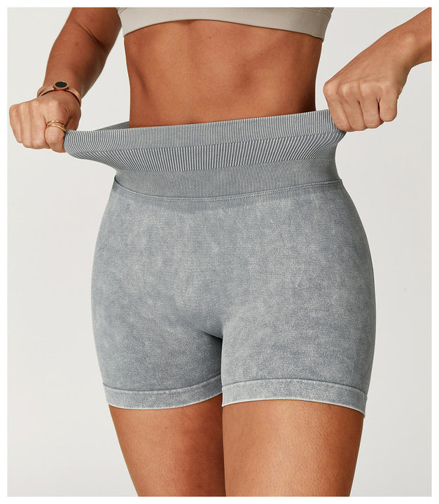 GH Custom Logo Women Sand Washed Yoga Shorts Seamless High Waist Sports Fitness Shorts