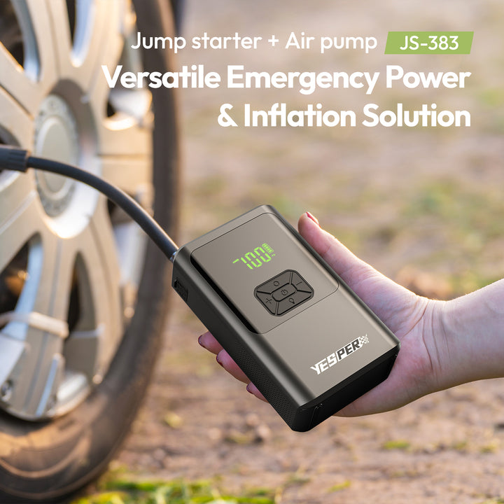 Yesper 383 Model Cheap Price Portable Car Jump Starter with air Pump 4 in 1 Car Battery Booster Tire Flator