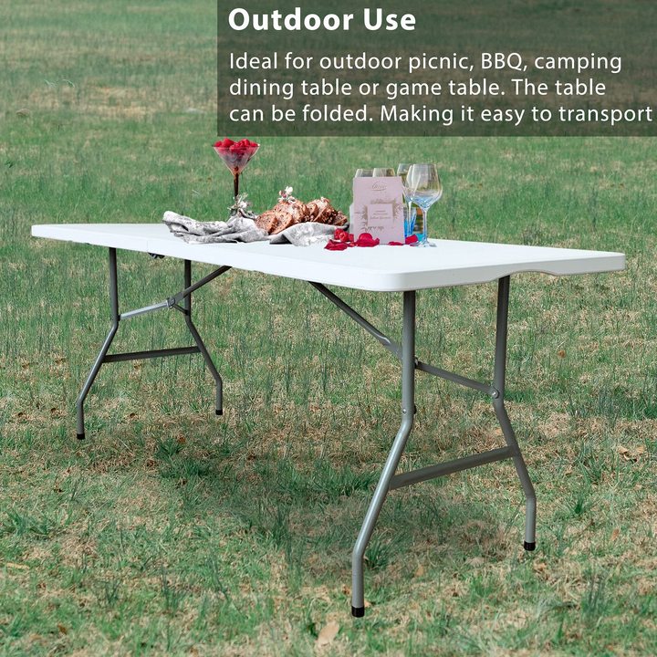 Wholesale 6ft 72 Inch 180cm Portable Rectangle White HDPE Plastic Outdoor Party Event Folding in Half Long Table
