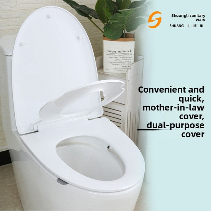 Toilet Lid Household Universal Slow-Close Round Plastic Toilet Cover Lift Handles Lifter Two-in-One Skin Sense