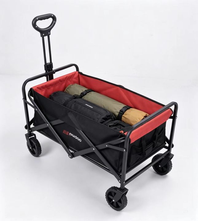 Collapsible Utility Wagon, Foldable Outdoor Trolley for Picnic Camping Garden Use