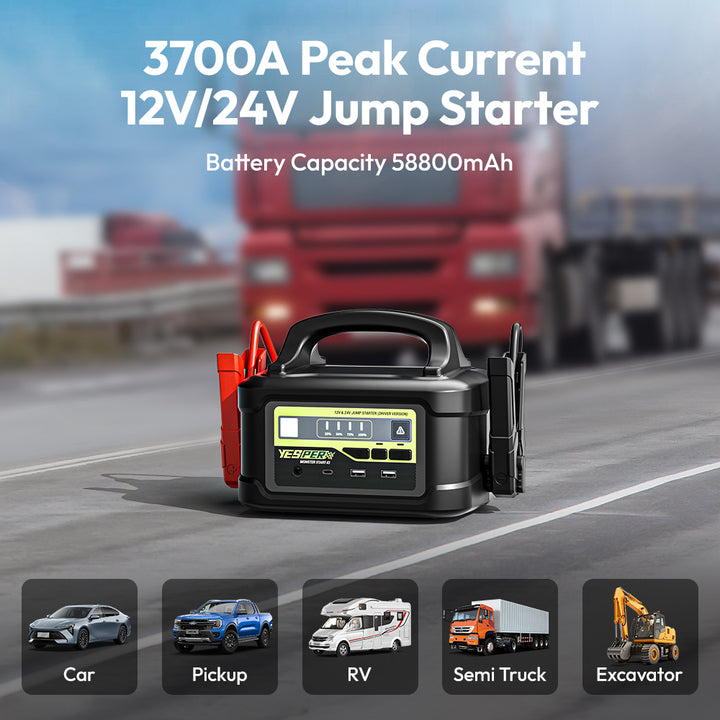 Yesper P1 New Arrival High Power Emergency Portable Jump Starter 12V 24V 58800mAh Power Pack Starter Jump