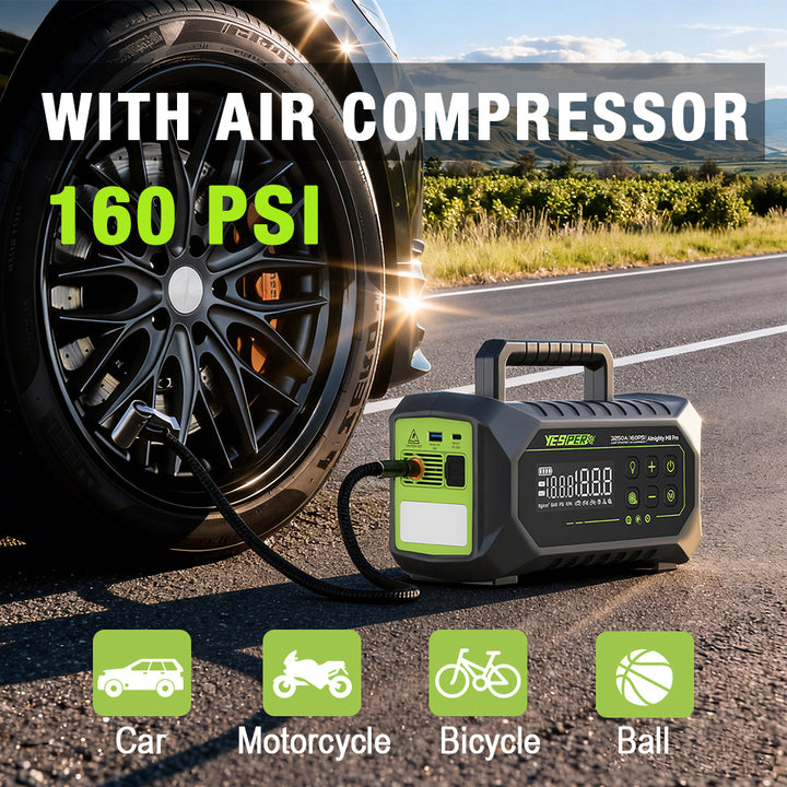 Yesper M8 Pro Multifunction Jump Starter 12V 24000mAh All in One Car Jump Starter with Air Compressor Blower Function