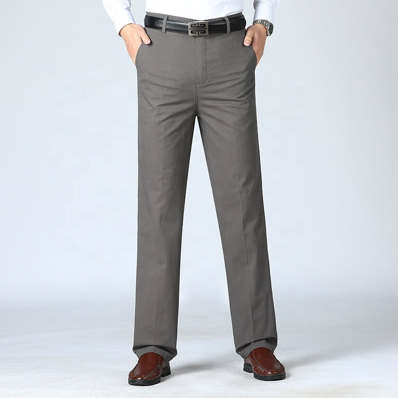 Mens Suit Pants Slim Fit Stretch Cotton Twill Work Trousers Grey Skinny Slacks Business Attire Formal Wear Chino Pants