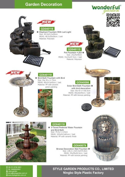 2021 Hot Home Garten jardin Garden Outdoor Solar Pump 2 Tiers Rustic Barrel Water Fountain