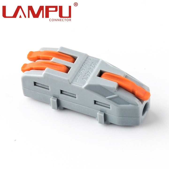 50pcs/box Factory 3P Mini Bilateral 1 to 2 Easy Push in Lever Crimp Electrical Cable Quick Connection Connector