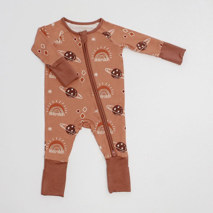 Customized logo Engepapa Newborn Bamboo Double YKK Zipper Pajamas Infant Print Cartoon Romper Baby Bamboo Sleeper