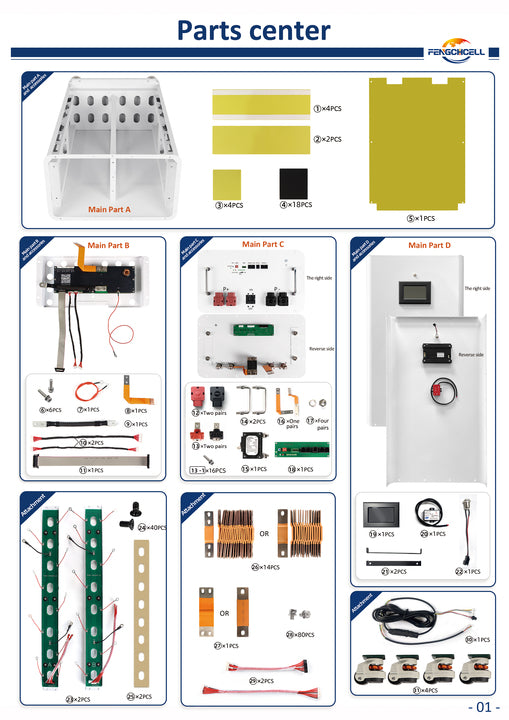 Vertical Metal Box New Movable 280 Enclosure DIY Kits with Wheel 48V 200A JK V19 BMS for Lifepo4 280Ah LiFePO4 320Ah Cells