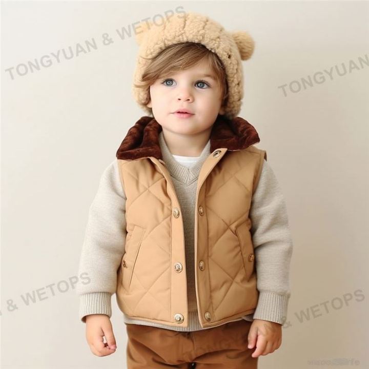 Fall Winter Boutiques Baby Girls Boys Sleeveless Kids Autumn Cashmere Vest With Thickened Down Cotton Jacket