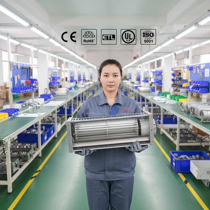 LONGWELL ODM Electric Heater Fan Assembly with Gas Blower and Cross Flow Tangential Fan