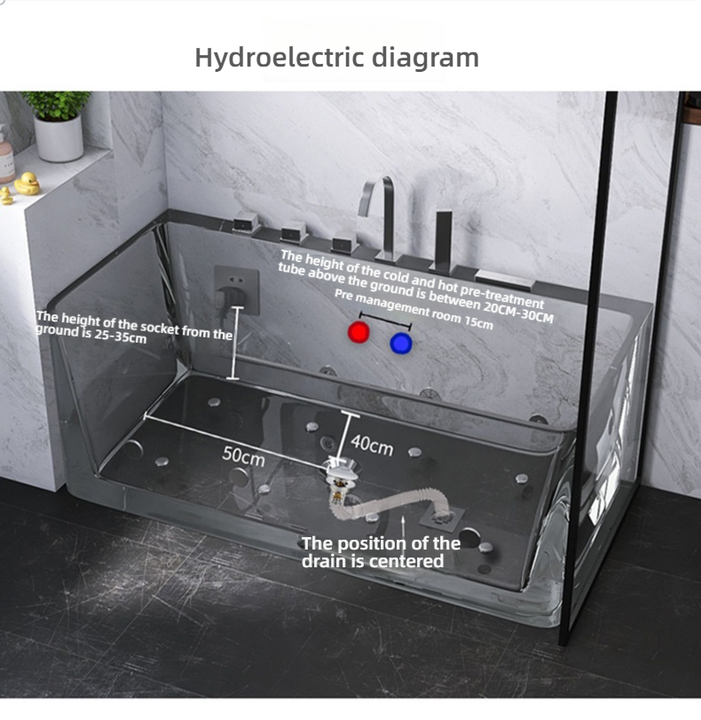 Household Acrylic Bathtub Deep Soaking Small Space Bathtub Hotel Thermostatic Surf Modern Massage Bathtubs with Night Light
