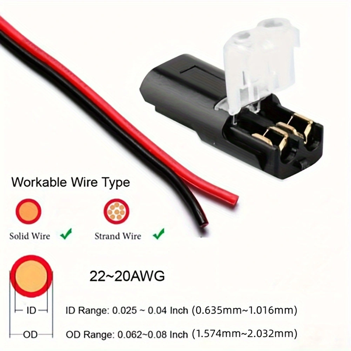 2 Way Electric Wire Connector Pluggable LED Quick Wire Connector 2 Pin Universal Wire Splice Connector With Locking Buckle