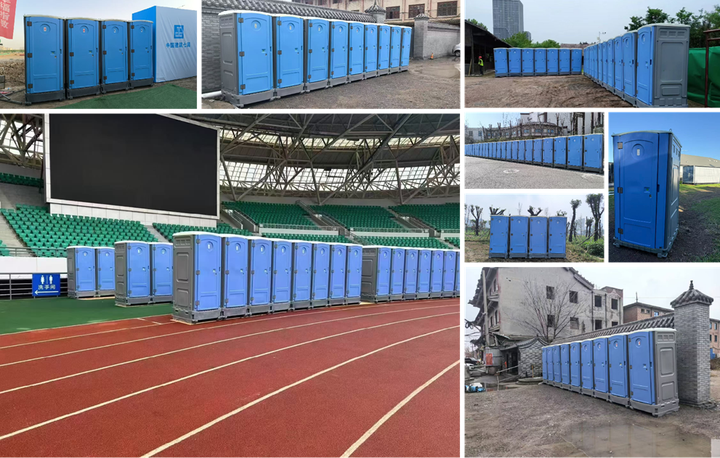 Portable Restroom Outdoor HDPE Toilet Cabin with Hand Wash Station and 350L Storage Tank for Construction Site
