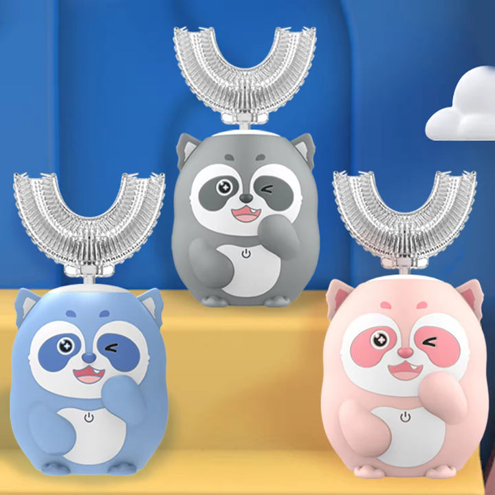 U-Shaped Automatic Electric Toothbrush IPX7 Micro USB Soft Cartoon Plastic Sonic 360 for Kids with Travel and Hotel Use