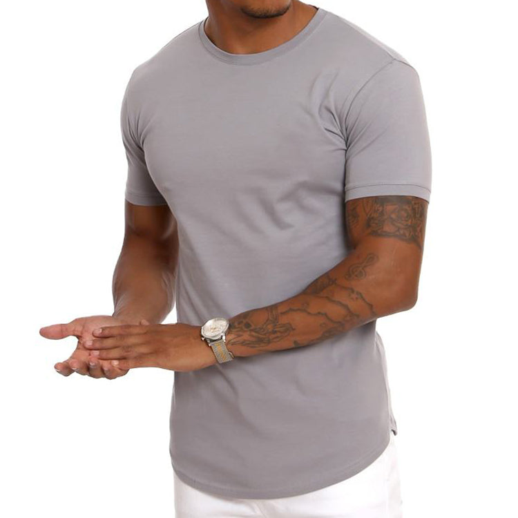 Streetwear Mens Slim Fit Long Sleeve T Shirt Top OEM Longline Curved Hem T Shirt Light Weight 93% Cotton 7% Elastane Gym T Shirt