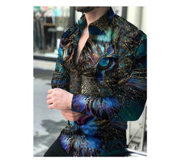 custom silk slim men tee dress shirts casual clothes long sleeve printing shirts for mens fashion shirts
