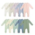 High Quality Private Label Spring Infant Footie Jumpsuit Foldover Mitten Cuffs Toddler Sleepsuit Bamboo Fiber Baby Pajamas