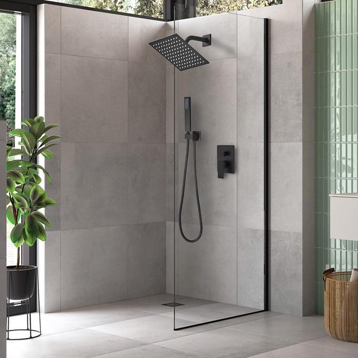 Wall Mounted Shower System, 8" High Pressure Rainfall & Handheld Shower Head Complete Faucet Set With Valve & Trim Kit Wholesale
