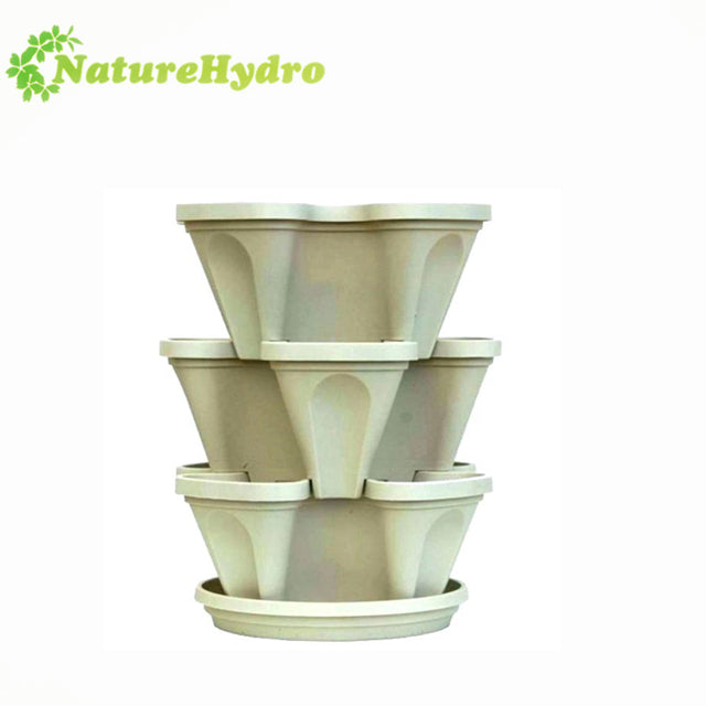 Garden Stackable Plastic Hydroponic Tower Planter Strawberry Flower Pot
